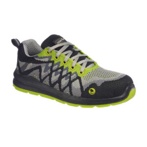 Portwest FC08 sepatu safety trainer komposit S1P SRC ramah lingkungan daur ulang, warna hitam kuning