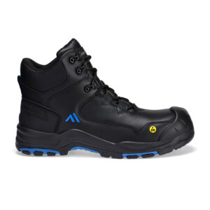Portwest FC18 sepatu safety mid boot kulit komposit S3S ESD HRO tahan panas 300 derajat warna hitam biru
