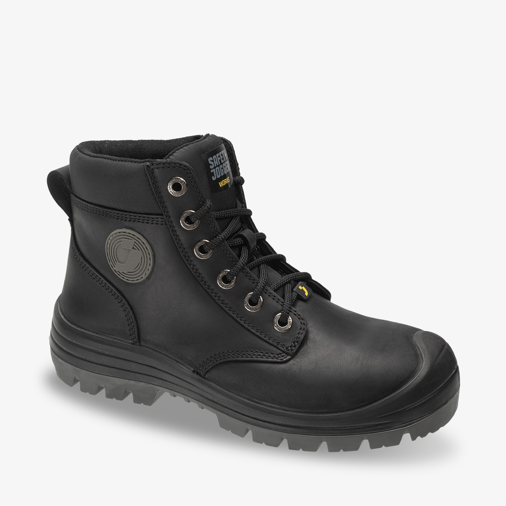 Safety Jogger Dakar EW S3 sepatu safety boot kulit hitam tampak belakang